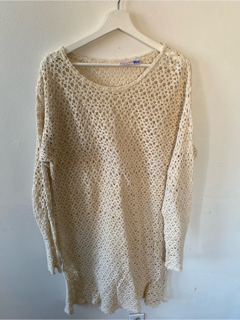 GloryUS Winter White Crochet Tunic Beach Cover Up